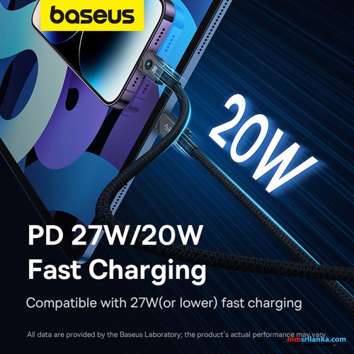 Baseus Unbreakable Series 2m Fast Charging Data Cable Type-C to Lightning 20W Cluster Black